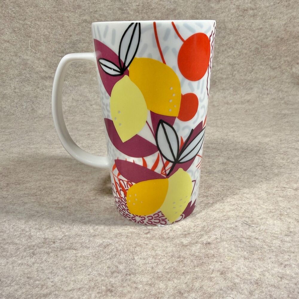 Starbucks tall mug floral lemons tropical 16 oz ceramic coffee cup 16oz 2015 - Picture 3 of 6